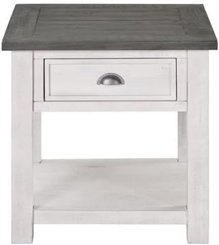 Martin Svensson Home Monterey Solid Wood End Table White with Grey Top