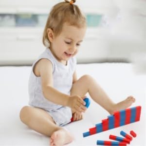 Jerliflyer Montessori Numerical Rods, Small Number Cuisenaire Rods,Wood Red Long Sticks Family Version Math Number Rods,Kid Education