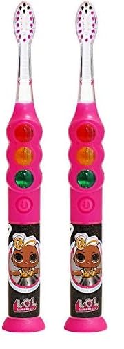 FIREFLY Ready Go Light Up Timer Toothbrush, L.O.L. Surprise!, Premium Soft Bristles, 1 Minute Timer, Less Mess Suction Cup, Battery Included, Easy Storage, Dentist Recommended, Ages 3+, 2 Pack