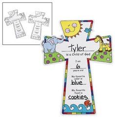 Fun Express Color Your Own Child of God Crosses - Crafts for Kids and Fun Home Activities - VBS Vacation Bible School Supplies/Decor