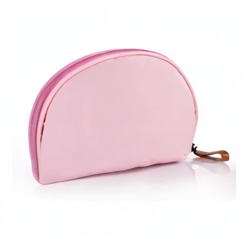 Hekyip Half Moon Cosmetic Beauty Bag for Purse Travel Handy Makeup Pouch for Women Ladies (PINK)