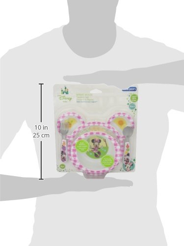 The First Years Disney Minnie Mouse Dinnerware Set - Toddler Plates and Toddler Utensils- 4 Piece Set