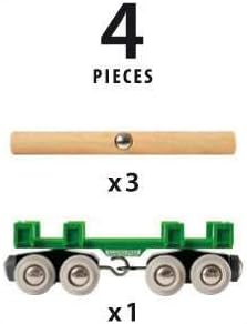 BRIO World - 33696 Lumber Loading Wagon | 4 Piece Toy Train Set for Kids | FSC-Certified Wooden Components | Ideal for Ages 3 and Up - Green