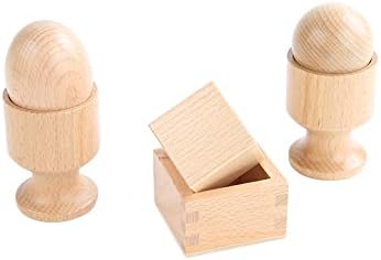 Adena Montessori Inspired 3D Object Fitting Exercise - Wooden Toys for Fine Motor Skills - 6-12 Months Educational Baby Toy Set