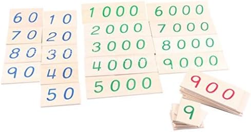Adena Montessori Materials-Small Wooden Number Cards with Box (1-9000)