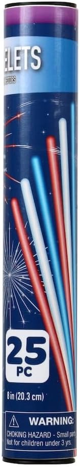 Greenbrier Play Glow Patriotic Glow Stick Bracelets and Connectors, 25-pc. Pack, Small, Blue