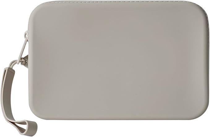 WHHJM Large Silicone Multifunctional Essential Bag Portable Travel Makeup Bag for Women Men Cards Cash Bag Zipper Pouch (Grey)