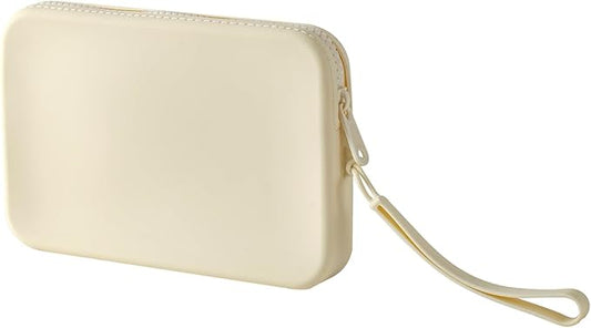 WHHJM Large Silicone Multifunctional Essential Bag Portable Travel Makeup Bag for Women Men Cards Cash Bag Zipper Pouch (White)