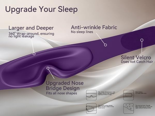 EVERY THINK Ultimate Comfort Sleep Mask for Side Sleepers - 3D Zero Pressure & 100% Light Blocking Eye Mask for Sleeping, Adjustable & Breathable for Women Men, Travel Essentials (Purple)
