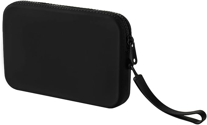 WHHJM Large Silicone Multifunctional Essential Bag Portable Travel Makeup Bag for Women Men Cards Cash Bag Zipper Pouch (Black)