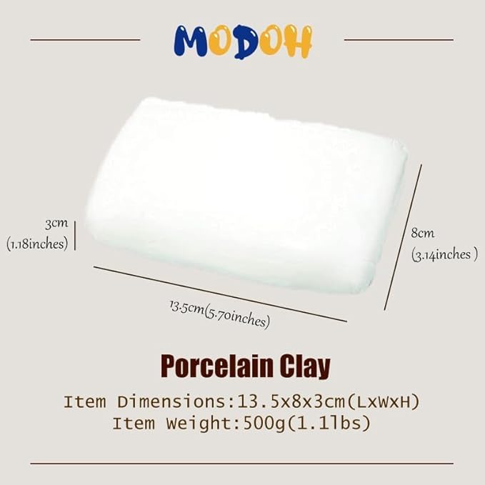 Air Dry Flexible Porcelain Clay White, 1.1 lbs (500g) | Cold Clay for Flower Making | Porcelana Fria para Modelar | horno para porcelana | masa de porcelana Fria