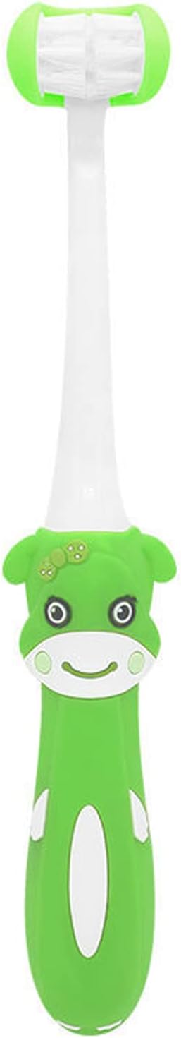 2 Pieces 3 Sided Toddler Toothbrush, Three Bristles for Kids Toothbrush, Autism Soft Bristles Toothbrush,Soft and Gentle for Complete Tooth and Gum Care (C4（Red+Green） Kids)