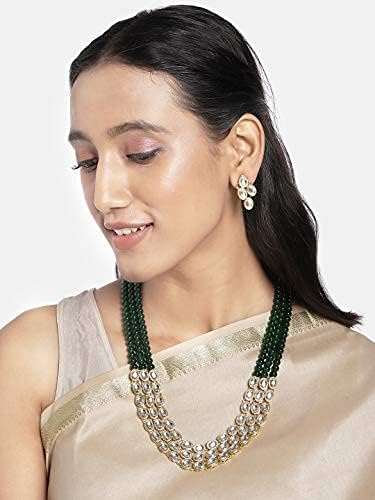 Aheli Indian Traditional Faux Kundan Long Necklace Jewelry Set with Earrings Gift for Women
