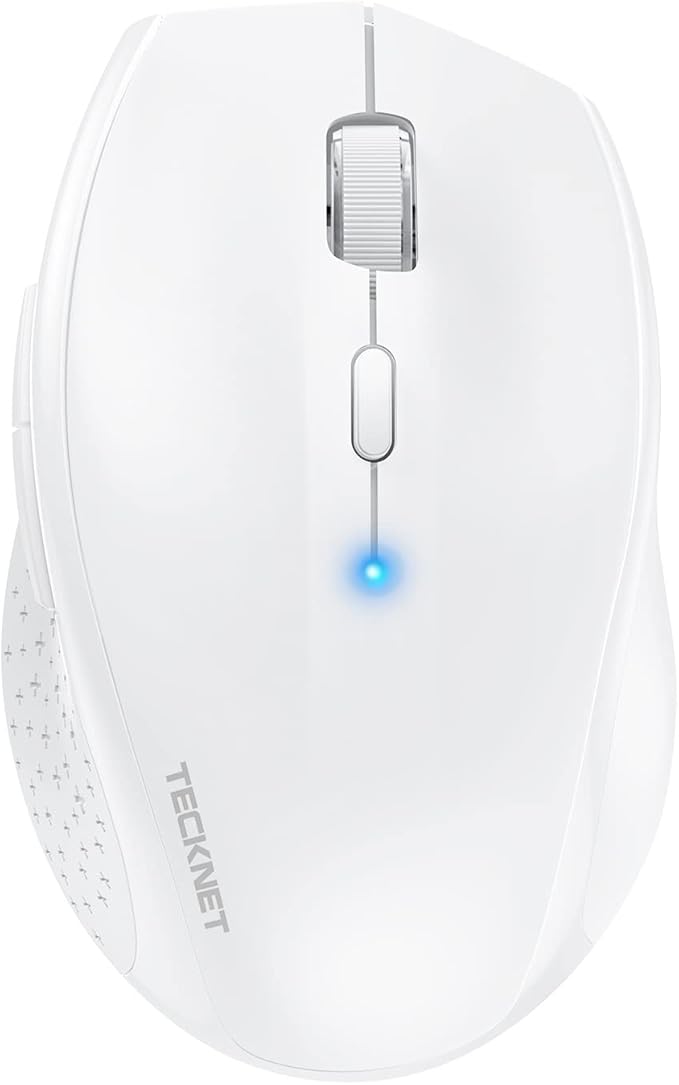 TECKNET Bluetooth Mouse, 4800 DPI Wireless Mouse, 2-Year Battery 6 Adjustable DPI, 6 Buttons Compatible with Laptop/Windows/Computer - White