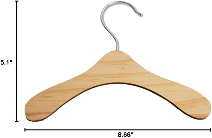 5 Pack Kids Hangers Baby Hanger Wooden ,8.6 INCH Pet Clothes Hangers for for Dog Cat Baby Toddler Kids Little Hangers for Doll Dress Clothes Gown Outfit Holders Accessories (L)