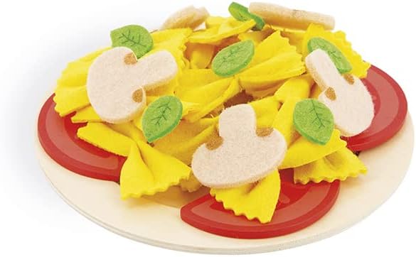 Janod - Pasta Mix - Pasta Set - Pretend Play Kitchen & Tea Set Toy - 58 Wooden, Cardboard and Felt Pieces Included - Water-Based Paints - 3 Years + J06598