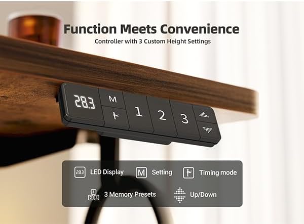 YDN Electric Standing Desk Adjustable Height, 55 x 24 Inches Stand up Desk with Cable Management, Home Office Desks with Splice Board & Black Frame, Rustic Brown Top