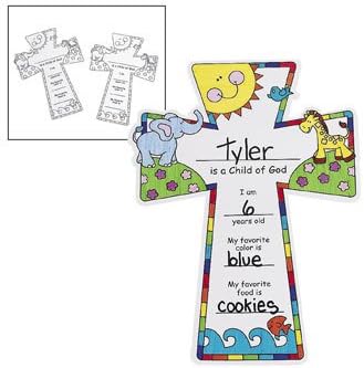 Fun Express Color Your Own Child of God Crosses - Crafts for Kids and Fun Home Activities - VBS Vacation Bible School Supplies/Decor