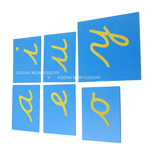 Adena Montessori Lower Case Sandpaper Letters - Cursive -Without Box Cursive Wooden Letters for Kids Language Learning