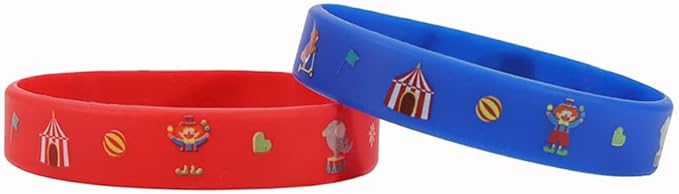 Cleverplay 24 Pack Circus Wristbands Bracelets, Birthday Decoration Carnival Circus Party Favors for Kids