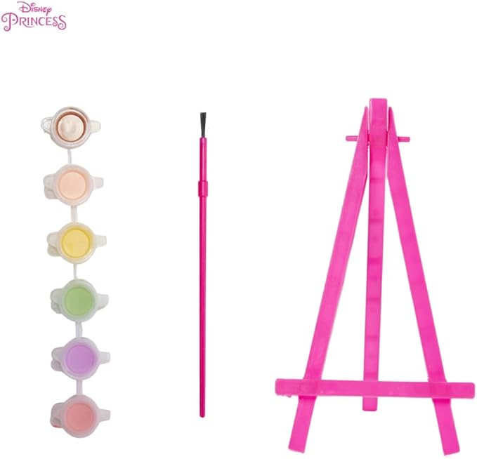 Innovative Designs Disney Princess Canvas Paint Set for Kids with 3 Canvases, Acrylic Paint, Paintbrush, & Easel