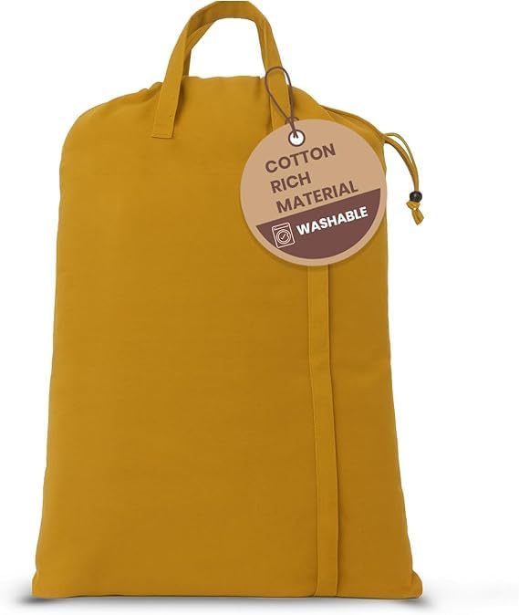 LFH Home Large Premium Cotton Canvas Laundry Bag with Drawstring and Handles Heavy Duty, Multi-Use, and Washable for Home, Travel, College or Storage 24x36 (Pack of 4)-Yellow
