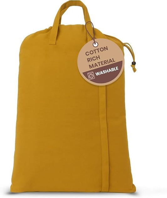 LFH Home Large Premium Cotton Canvas Laundry Bag with Drawstring and Handles Heavy Duty, Multi-Use, and Washable for Home, Travel, College or Storage 20x30 (Pack of 4)-Yellow