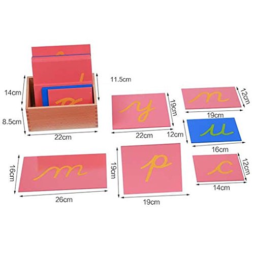 Adena Montessori Lower Case Sandpaper Letters - Cursive -Without Box Cursive Wooden Letters for Kids Language Learning