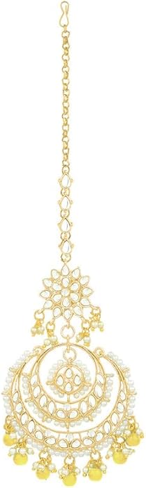 Aheli Bollywood Ethnic Chandbali Style Big Earrings Maang Tikka Set Traditional Fashion Jewelry Gift for Women