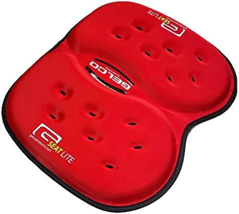 LITE Travel Gel Foam Cushion | Back Pain, Sciatica, Pressure Relief | Relieves Tailbone Discomfort, Promote Healthy Posture | Ergonomic Comfort | Car, Commute, Airplane and Travel - Red