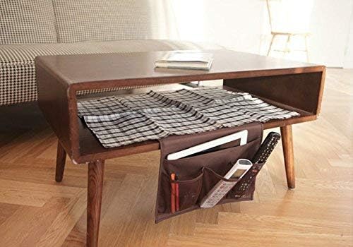 Bedside Storage Organizer with Pockets, Bedside Organizer Caddy for Remote Control, Table Cabinet, Phones, Magazines, Tablets, Accessories, Brown