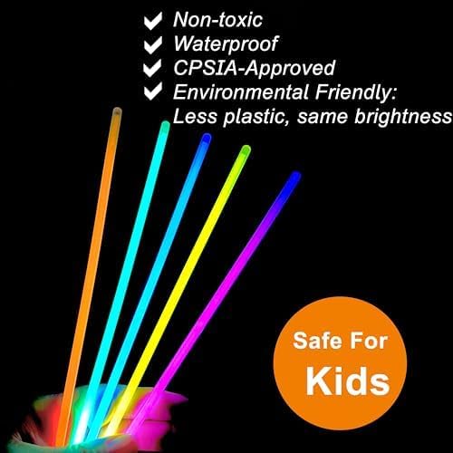 GiftExpress Glow Sticks 150 Pack - 8" Assorted Neon Color Glow In The Dark Glowsticks - Bulk Light Up Party Favors to Make Necklaces, Bracelets & Decorations for Kids