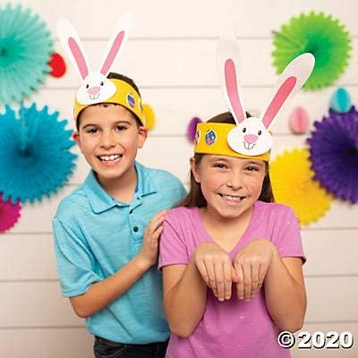 Fun Express Easter Bunny Headband Kit - Makes 12 - DIY Easter Crafts for Kids