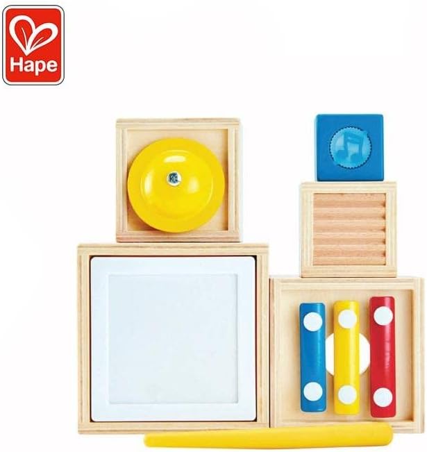 Hape Stacking Music Set | Colorful 6 Piece Musical Box Toy, Wooden Set for Kids 18 months+