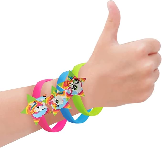ArtCreativity Unicorn Rubber Bracelets, Set of 12, Colorful Stretchy Rubber Wristbands for Boys and Girls, Fun Unicorn Birthday Party Favors for Children, Goodie Bag Fillers, Carnival Prize