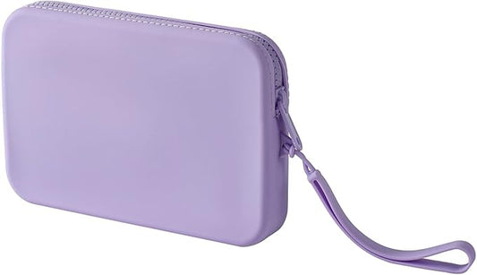 WHHJM Large Silicone Multifunctional Essential Bag Portable Travel Makeup Bag for Women Men Cards Cash Bag Zipper Pouch (Purple)