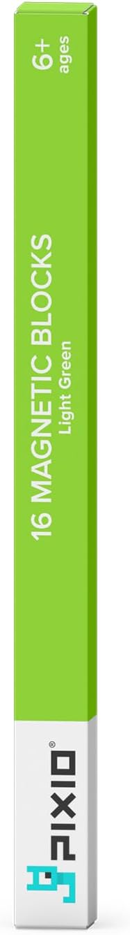 PIXIO-16 Light Green Color Series Magnetic Blocks Building Set 16pcs with Free App, Stress Relief Building Blocks, Magnets for Kids, Pixel Art Desk Toy, Fidget Toys