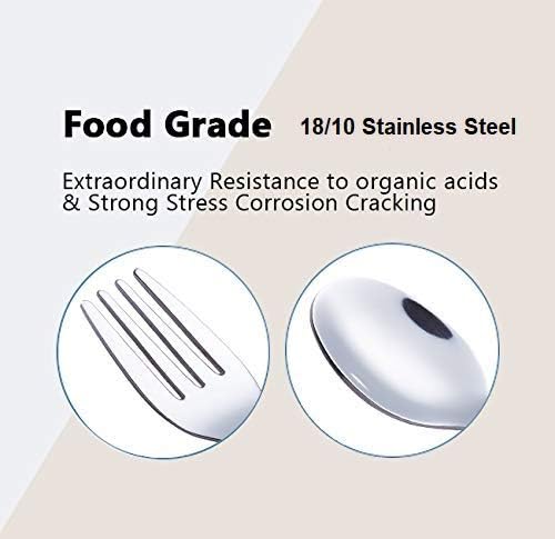 EXZACT Kids Flatware 6pcs Stainless Steel 18/10 Toddler Utensils Flatware- 3 x Forks, 3 x Spoons- BPA Free, Dishwasher Safe - 12 M+ - Stars & Dots