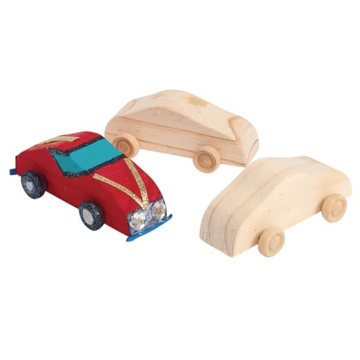 Colorations Wooden Cars, Set of 12, Moving Wheels That Roll, Ready to Paint Cars, DIY Wood Craft Kit, Decorate & Personalize, Craft Project, Wood Kids Craft