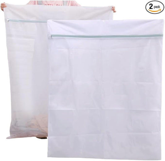 GUOZCARAY 2 Pack 43 x 35 inch Oversize Laundry Bags Mesh Wash Bags, Large Delicates Bag for Washing Machine, Jumbo Laundry Sack for Washing Delicates, Big Clothes, Bed Sheet, Bedcover, Blanket (2)