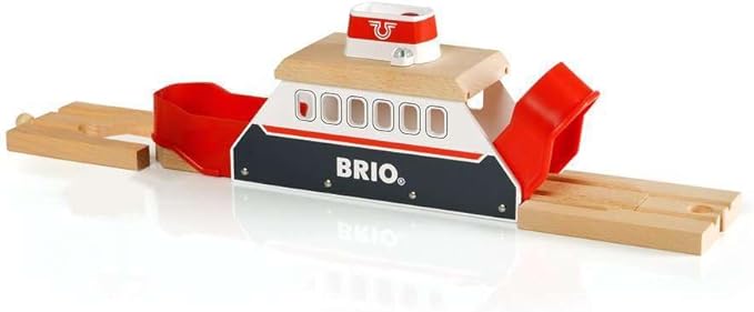 BRIO World 33569 - Ferry Ship - 3 Piece Wooden Toy Train Set for Kids | Interactive Light and Sound Features | Compatible with All BRIO Train Tracks | Ideal for Ages 3 and Up
