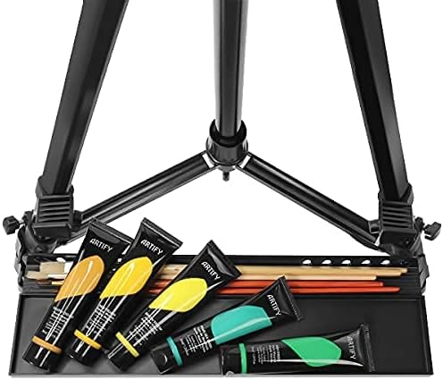 Artify 61 Inches Painting Easel Stand, Adjustable Height from 22-61”, Tripod for Painting and Display with a Carrying Bag, Aluminum, 1PACK, Black
