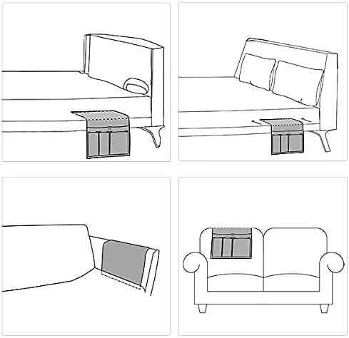 HAOMAIJIA Anti Slip Sofa Armrest Organizer Arm Chair Bedside Caddy Storage Organizer For Recliner Couch With 6 Pockets For Cell Phone Tv Remote Control Magazines (grey blue)