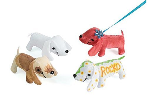 Colorations Set of 12 Decorate Your Own Fabric Plush Stuffed Puppy Dog, Arts & Crafts, Autograph, Signatures, Smooth, 4-1/4"H x 8-1/4"L each