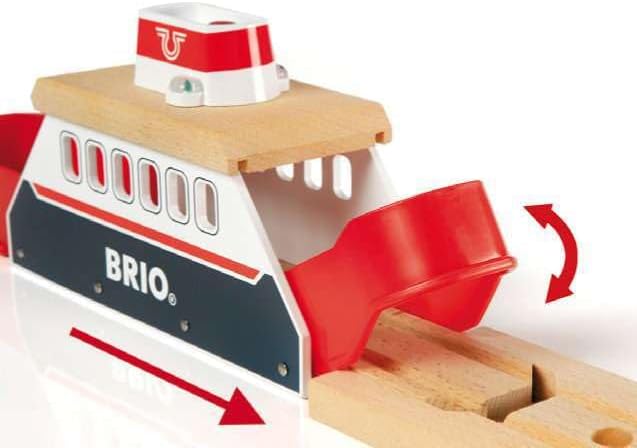 BRIO World 33569 - Ferry Ship - 3 Piece Wooden Toy Train Set for Kids | Interactive Light and Sound Features | Compatible with All BRIO Train Tracks | Ideal for Ages 3 and Up