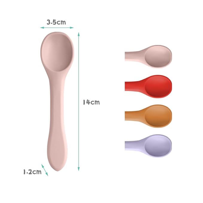 Vicloon Silicone Baby Feeding Spoons, 4 PCS Baby Spoons, First Stage Feeding Spoons for Infants, Silicone Baby Spoons Ultra-Durable & Chewproof, Silicone Feeding Spoons Dishwasher Safe,Baby Utensils