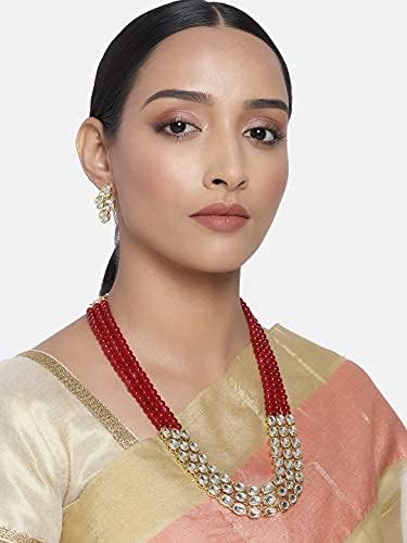 Aheli Indian Traditional Faux Kundan Long Necklace Jewelry Set with Earrings Gift for Women