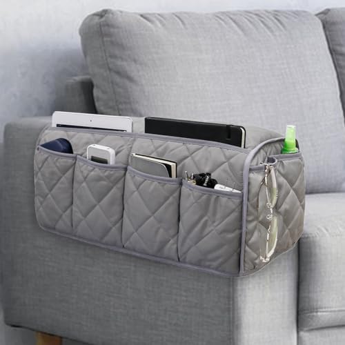 Armchair Caddy,Non Slip Sofa Armrest Organizer, Couch Armrest Remote Control Holder,Waterproof Recliner Arm Caddy with 14 Pockets for Cell Phone TV Remote Control