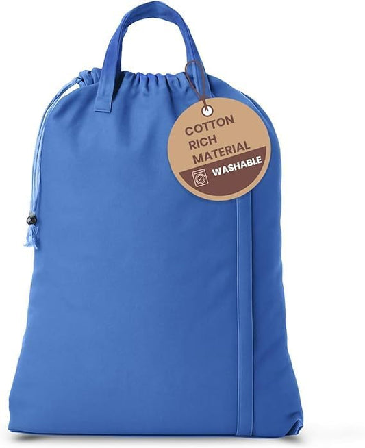 LFH Home Large Premium Cotton Canvas Laundry Bag with Drawstring and Handles Heavy Duty, Multi-Use, and Washable for Home, Travel, College or Storage 20x30 (Pack of 6)-Sky Blue