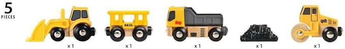BRIO Construction Vehicles - Premium Wooden Toy Train Set | Fun and Educational | Easy Magnetic Couplings | FSC Certified Wood | Ideal Christmas or Birthday Gift